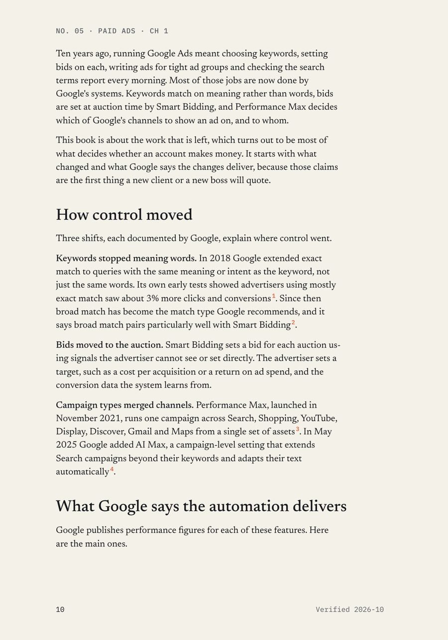 Sample page 1 from Google Ads in the Automation Era